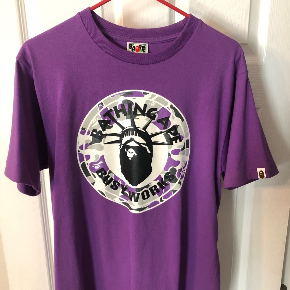 Bape Purple Size Medium Busy Works/Bape Mens Shirt